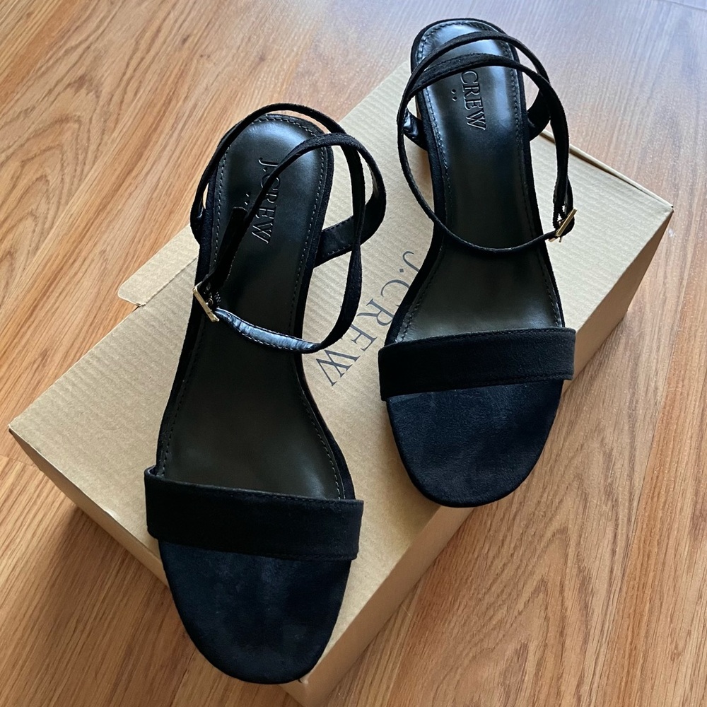 J. Crew Factory sueded strappy heeled sandals